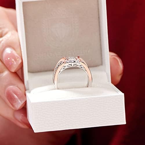 Abriga dois tons Rose Gold Ring Ring Guard 925 Sterling Silver Round CZ Ring intensificador para anéis de noivado 5-10