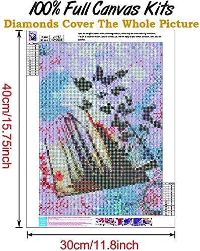 Kit de pintura de diamante 5D DIY, 16 x12 Butterfly Magic Book Drill Full Drill Crystal Rhinestone Bordado