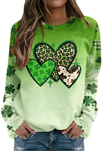 CGGMVCG Sweatshirts for Women St Patricks Day Print Crewneck Sorto Sweatshirt Sweatshirt de manga comprida