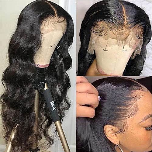 Yaeons 13x4 HD Lace Front Wigs Human Human pré -arrancado com cabelos de bebê 150 densidade transparente onda corporal peruca frontal