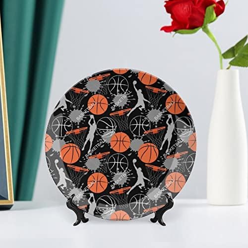 Basketball Sport Padrão de osso personalizado China personalizada Cerâmica Placas decorativas redondas em casa com suporte