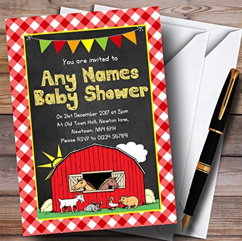 Country Barnyard Farm Animals Invitations convites para chá de bebê convites