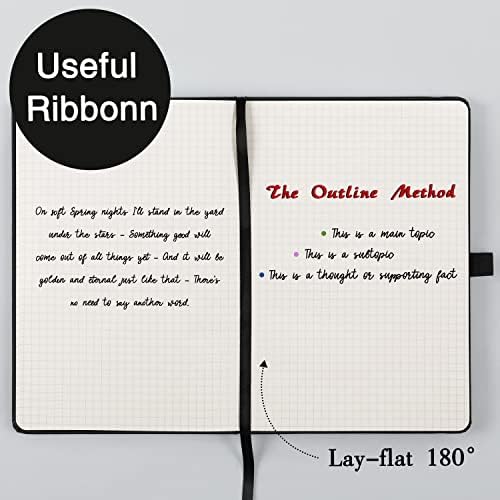 Notebook/Jornal de Papel Grid Graph - Jornal Classic/Notebook com Divisor de Ribbon, Capa Decundada com Papel Grosso, 5,7