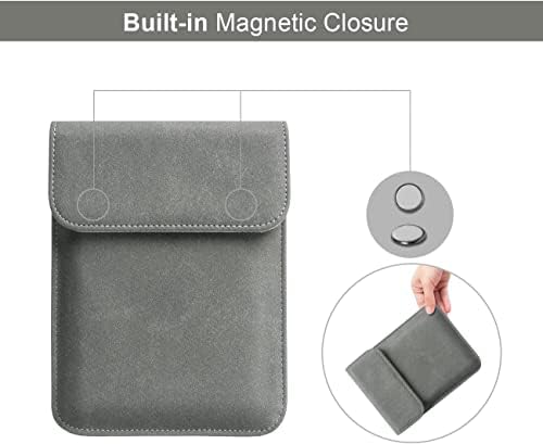 Para Kindle Paperwhite-6 polegadas, bolsa de capa de capa-Include Purple Hand Strap-Grey