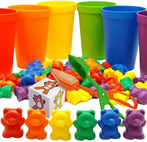 Skoolzy Rainbow Counting Bears - Vinculando manipuladores de matemática Aprendendo brinquedos