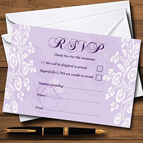 Cartões RSVP personalizados de renda vintage Lilac Chic