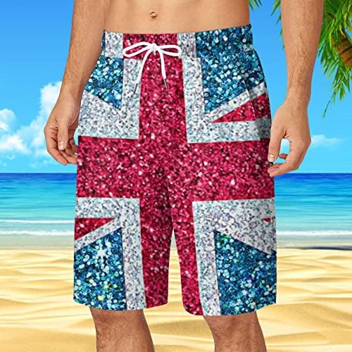 Troncos de natação casuais masculinos da bandeira americana impressão elástica da cintura masculina de roupas de banho masculina