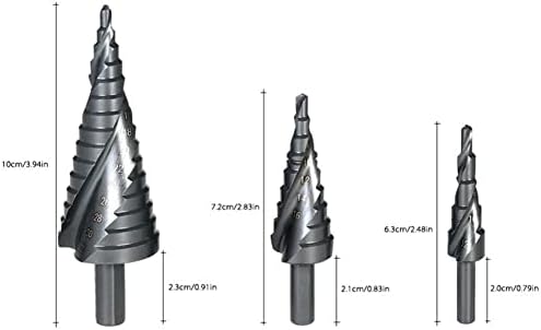 Montagem 3 PCs 4-32mm de perfuração de etapa de cobalto Conjunto de bits nitrogênio Espiral de aço de alta velocidade para