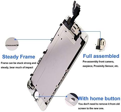 Para iPhone 6s 4,7 polegadas LCD Screen Digitalizer Assembléia de toque Substituição de tela branca com botão doméstico Foscente