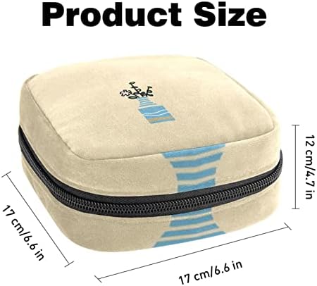 Bolsa de armazenamento de guardanapos sanitários Oryuekan, bolsas de zíper menstrual reutilizável portátil, bolsa de armazenamento de tampões para mulheres meninas, vaso de padrão minimalista moderno