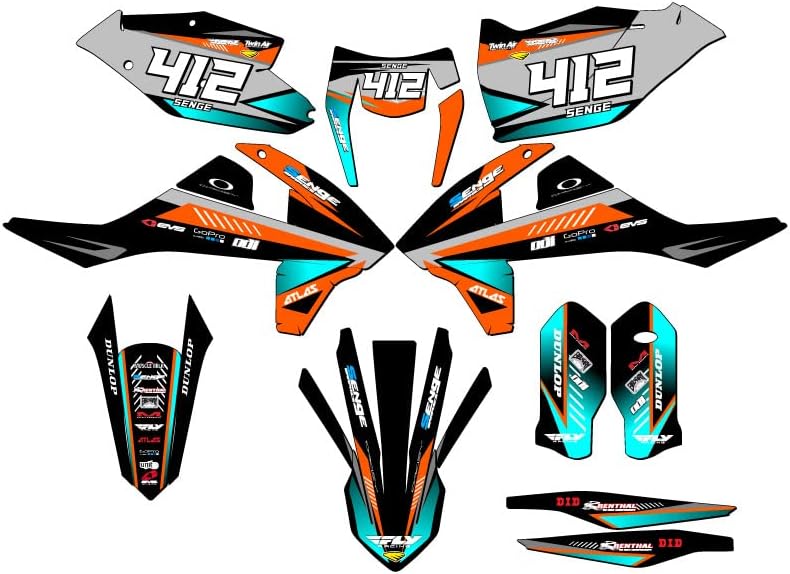 2017-2019 Kit de gráficos de senge roxo XC-W Surge com piloto I.D. Compatível com KTM