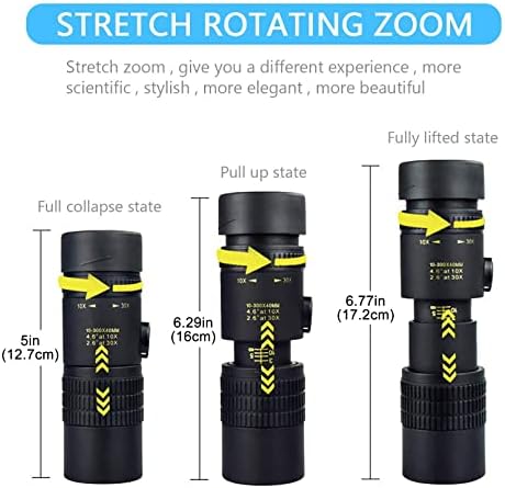 Jeekoudy poderoso 4K 10-300x40mm Telescópios, telescópio monocular de zoom de telefoto super telefoto com acessórios de telefone celular Acessórios por porta-celulares Campo de caça portátil