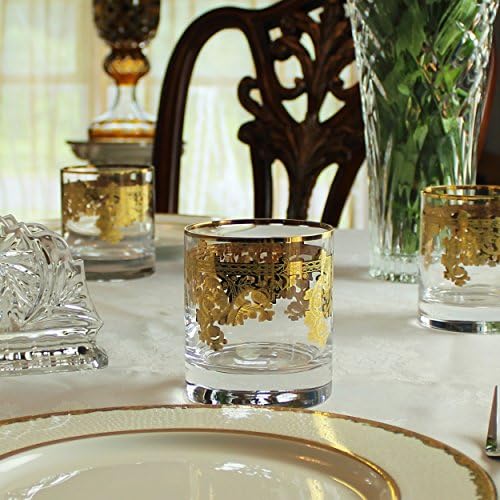 Lorren Home Trends Royal-DoF Conjunto de 4 Cristal de ouro 24k Double Double Fashion feito na Itália, tamanho, claro
