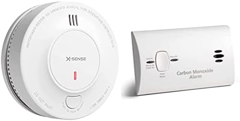 Alarme de fumaça de senso X, detector de fumaça de alarme de bateria de 10 anos com indicador de LED e botão de silêncio,