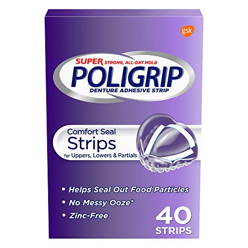 Super Poligrip Comfort Selo dentre e tiras adesivas parciais, 40 contagem