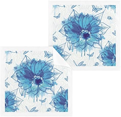 Goodold Blue Flower Baby Toalha Toalheiro Conjunto de 6 pacote, panos de lavagem de algodão altamente absorventes e macios - toalhas