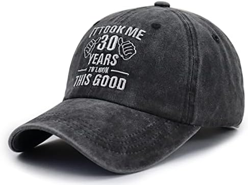 GssSpvii Levei 30 anos para olhar esse bom chapéu para homens, bordados engraçados de 30 aniversário de beisebol