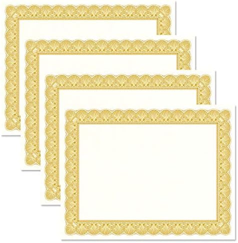Documentos de certificação de pergaminho de ouro e ouro de elite - pacote de 100, impressora a jato a laser e tinta
