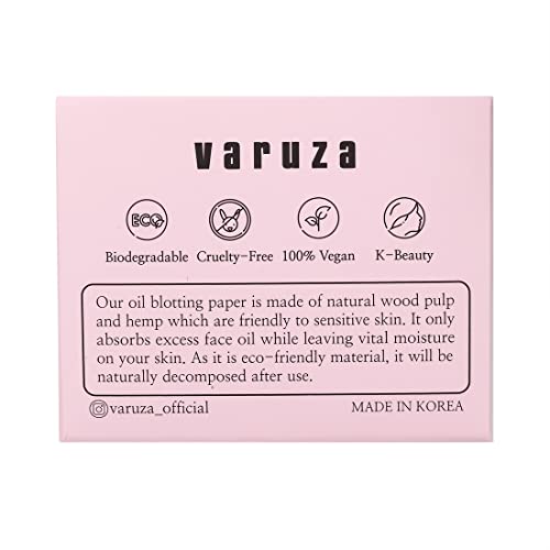 [Varuza] Biodegradação de papel de blotting de óleo de face natural com estojo de espelho e recargas, cerejeira)