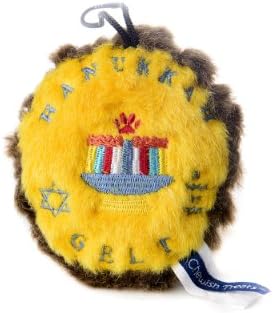 Copa Judaica Chewish Treat 3,5 por 3,5 polegadas HanNukkah Gelt Squeaker Plush Dog Toy, pequeno, multicolor