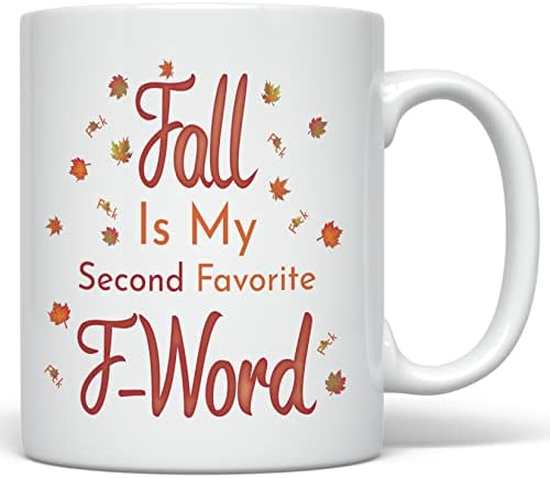Pixidoodle Favorite F -Word Fall Coffee Caneca - I Love Fall Autumn Leaves Ação de Graças