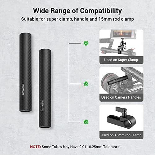 Hastes de fibra de carbono Smallrig 15mm para sistema de suporte a trilhos de 15 mm - 1871