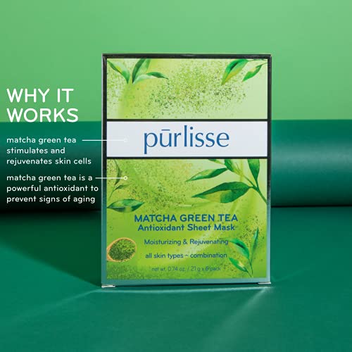 Purlisse Matcha Green Tea Antioxidant Máscara: sem crueldade e limpa, parabenada e sulfato, antienvelhecimento, hidratante
