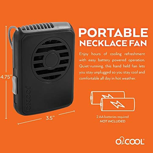 O2Cool Battery alimentado por ventilador pessoal com cordão, esfria o rosto e o pescoço