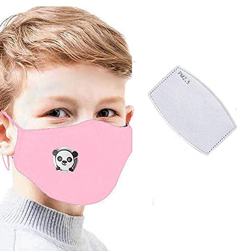 Válvula de respiração da tampa da boca da máscara de face das crianças e 5 camadas filtro reutilizável rosa-v