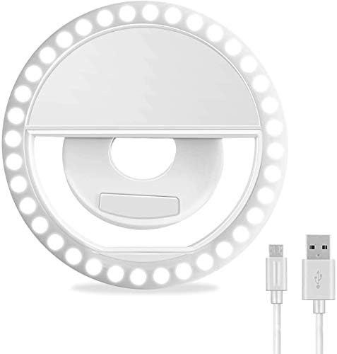 Mini Luz de anel, Prio Selfie Ring Light Rechargable Clip-On Selfie preenche a luz do anel para videoconferência, MacBook, iPhone Android