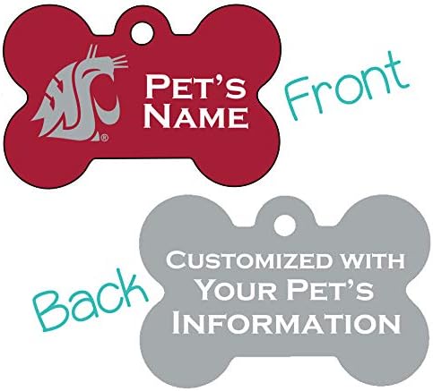 Washington State Cougars 2 lados de identificação de animais de estimação Tag | Oficialmente licenciado | Personalizado