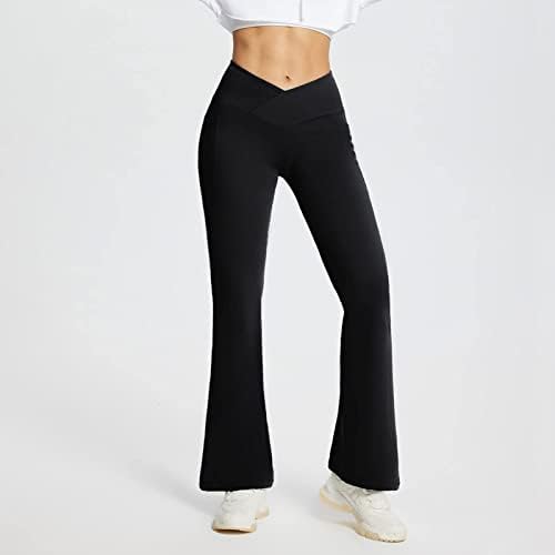 Fulijie Women Bootcut Yoga calça 2023 Alta cintura Flee Leggings treino casual Palazzo Athletic Wide Pants com bolso