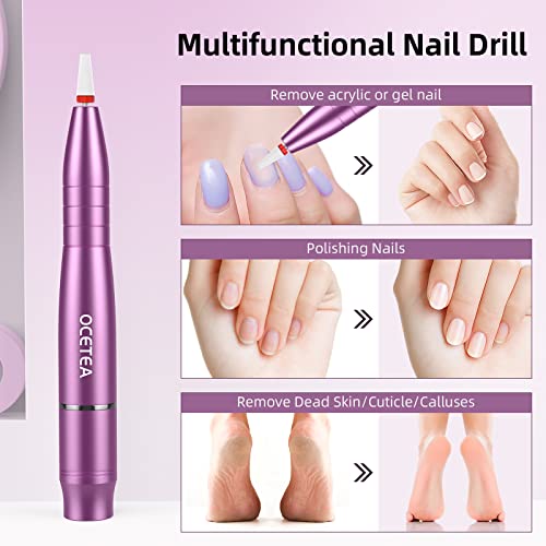 Ocetea Electric Unh Nail Brill Efile, Máquina de pedicure portátil de manicure, ferramentas profissionais de unhas de kit de