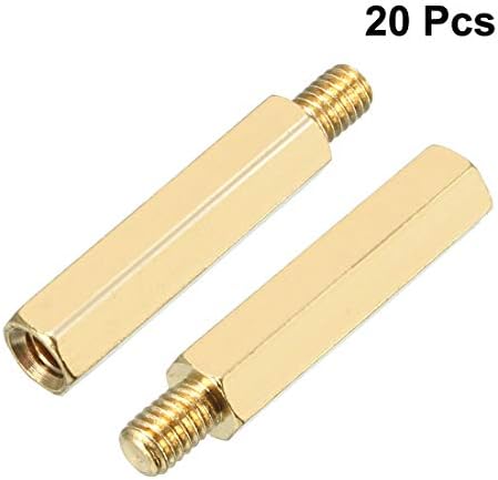 uxcell 20pcs m4 25+6mm feminino fêmea feminina feminina de bronze staneoff spacer parafusos pilar PCB