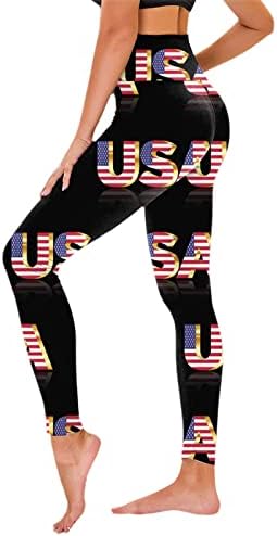 4 de julho Alta de cintura de cintura para mulheres American Flag Workout Yoga Leggings Ultra Mold Brughed Workout Gym calças de ginástica