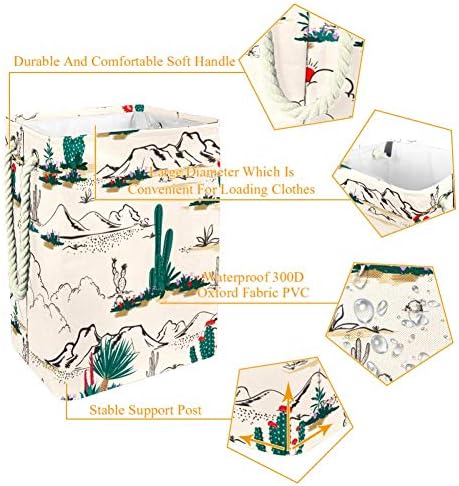 Flor do cacto de verão Indomer no deserto 300d Oxford PVC Roupas impermeáveis ​​cestas de roupas grandes para cobertores Toys no quarto