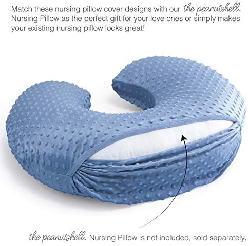 A capa de travesseiro de enfermagem Peanutshell para meninos ou meninas | Dinossauros e Dot Minky Azul Marinha | Pacote unisex 2