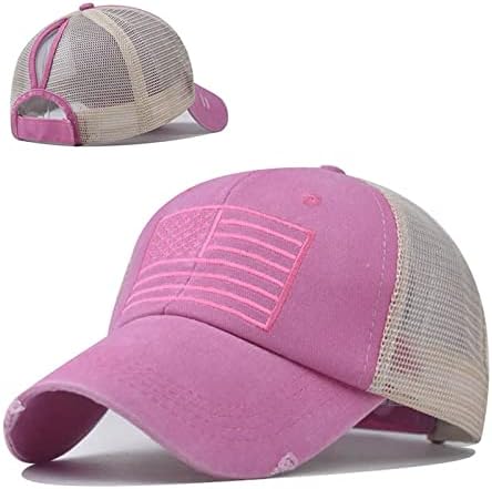 Chapéu de caminhão de verão para homens Mulheres American Flag Bandy Baseball Cap treino ajustável Patriótico Snapback Sun Hat