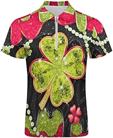 Camisas engraçadas de golfe para homens Camisa de golfe de St. Patrick Green Hawaiian Summer Beach Casual T Cadeiras,