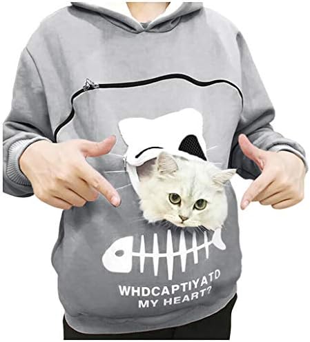 Hoodie de bolsa de estimação para mulheres, portador de animais de estimação de cachorro Capuz da bolsa de gato moletom com