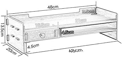 ASDFGH Monitor ajustável Stand Wood Desk Organizador, 2 níveis Monitor Ajuste da altura do suporte