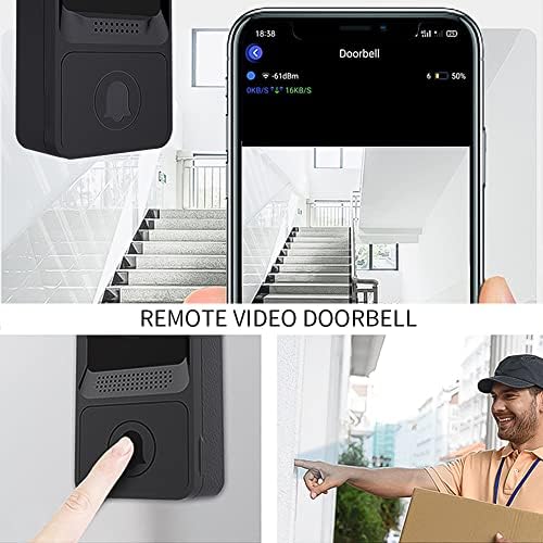 Porta de vídeo Wireless - Porta de vídeo com câmera, smart smart wifi com visão noturna, detector de movimento, reconhecimento