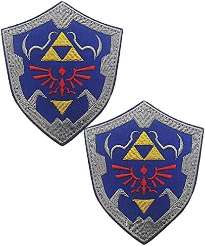 Heiorpai 2pcs Legend of Zelda Link Shield Shield do Royal Crest Patch de logotipo de Hyrule Bordado gancho decorativo e figuradores