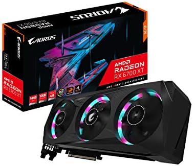 Gigabyte aorus radeon rx 6700 xt elite 12g placa gráfica, sistema de resfriamento Windforce 3x, 12 GB de 192 bits GDDR6, GV-R67XTAORUS