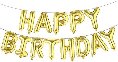 Balões de feliz aniversário, balões de bandeira de papel alumínio para decorações e suprimentos para festas de aniversário