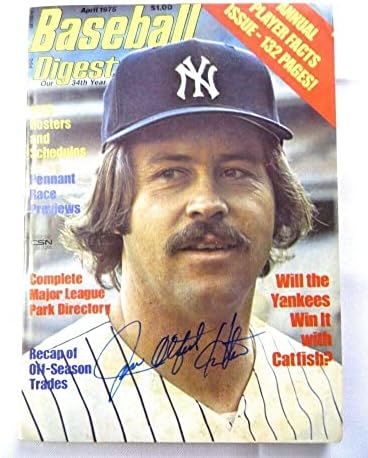 Jim Catfish Hunter assinou a revista autografada Baseball Digest 1975 JSA AG71930 - Revistas MLB autografadas