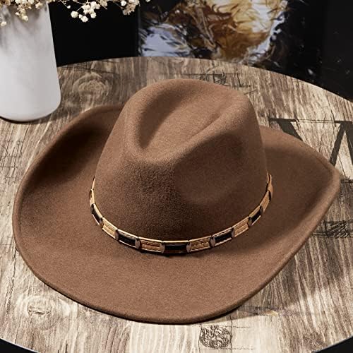 Misture chapéu de cowboy marrom com largura de lã chapéus de feltro para homens mulheres westback hat hat panamal