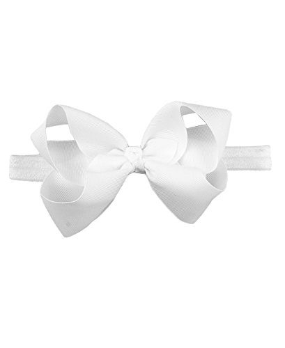 RuffleButts® Girls White Bow Head Band - Tamanho único