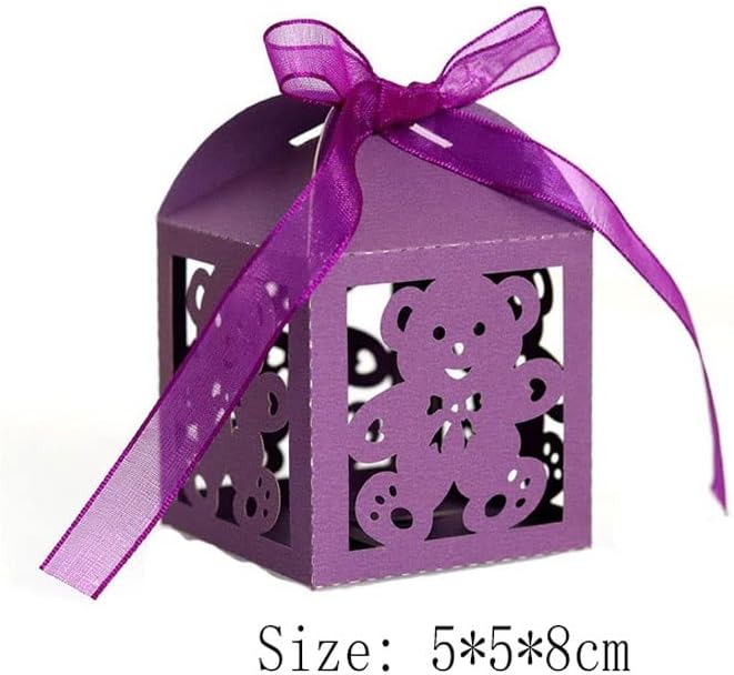 CuJux 50pcs Little Bear Candy Caixas Doces favorecem caixas de presente com fita para material de festas de casamento do