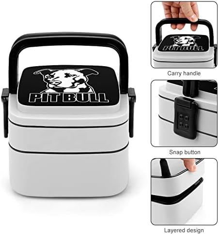 Pitbull Bento Box Dupla Camada All-In-One Empilhável Lunch Recainer com colher para viagens de trabalho de piquenique